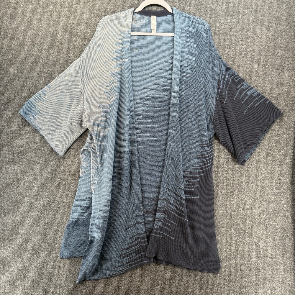 MarlaWynne Cardigan Size Blue Colorblock Open Front Duster Boho Cottage Casual